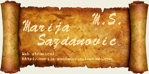 Marija Sazdanović vizit kartica